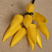 gul plastik chilli på metal stængel retro kunstig blomst online genbrugsbutik